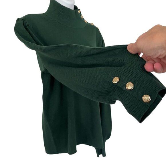 Lauren Ralph Lauren Black Label Green Sweater Sz XXL Gold Buttons Preppy - Picture 4 of 9